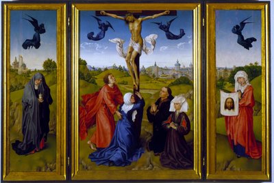 Crucifixion Triptych with St. Mary Magdalene, St. Veronica and Unknown Patrons, c.1440-45 by Rogier van der Weyden